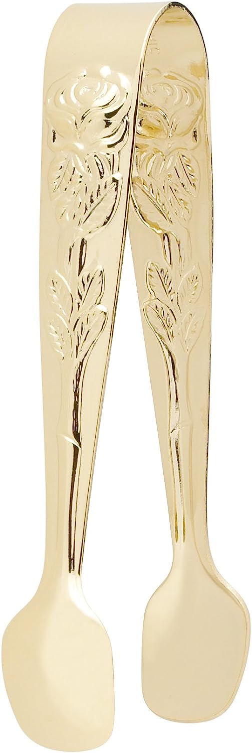 Measuring at a convenient length of 4.5 inches, this sugar tong offers effortless handling and precise serving of sugar cubes to your guests. The carefully designed grip ensures a secure hold, preventing any slips or messy mishaps.

With its gold plating, the Fino Rose Sugar Tong adds a touch of luxury to your kitchen collection. While the gold finishing does not compromise its functionality, it undeniably enhances its aesthetics.