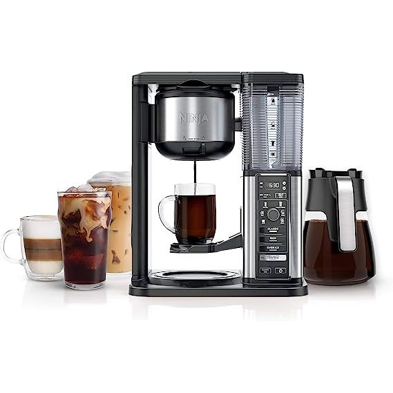 The Ninja CM401 Specialty 10-Cup Coffee Maker is a game-changer for coffee aficionados seeking a customizable brewing experience. Equipped with four brewing styles, a fold-away frother for lattes and cappuccinos, and a 50 oz water reservoir, this coffee maker ensures you can enjoy your favorite cup of joe just the way you like it.