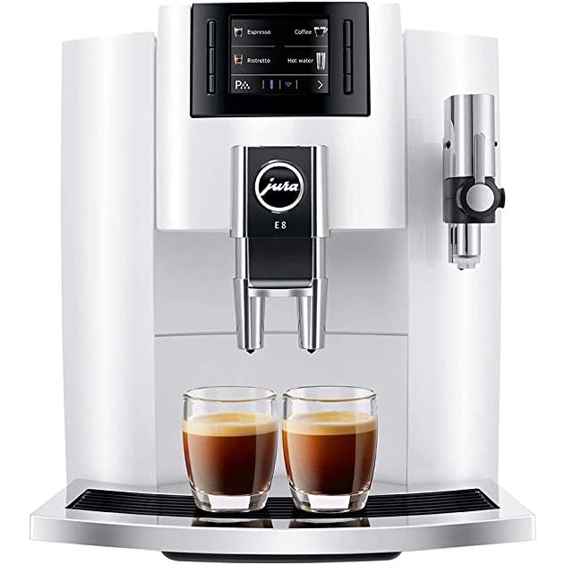 The Jura E8 Piano White Automatic Coffee Machine is a cutting-edge coffee maker designed for the modern coffee lover. This sophisticated machine offers a range of customizable options for brewing modes, sizes, and intensity levels, providing high-quality beverages quickly and efficiently.