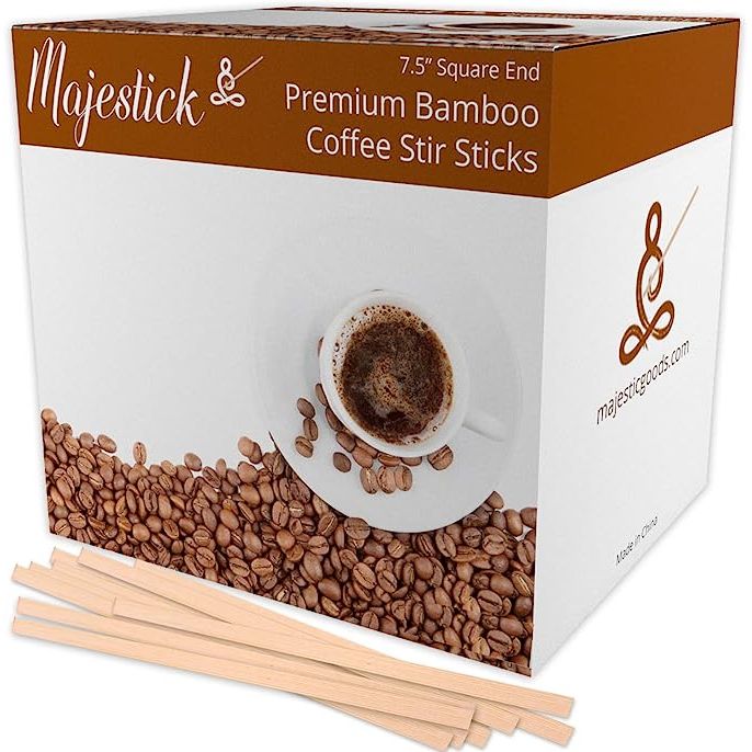 Majestick Goods Bamboo Wooden Coffee Stir Sticks 1000 Count is a premium quality stirring stick made of bamboo wood that is non-plastic and eco-friendly. This pack contains 1000 stir sticks that are 7.5 inches in length, making them perfect for use in cups and mugs of all sizes.