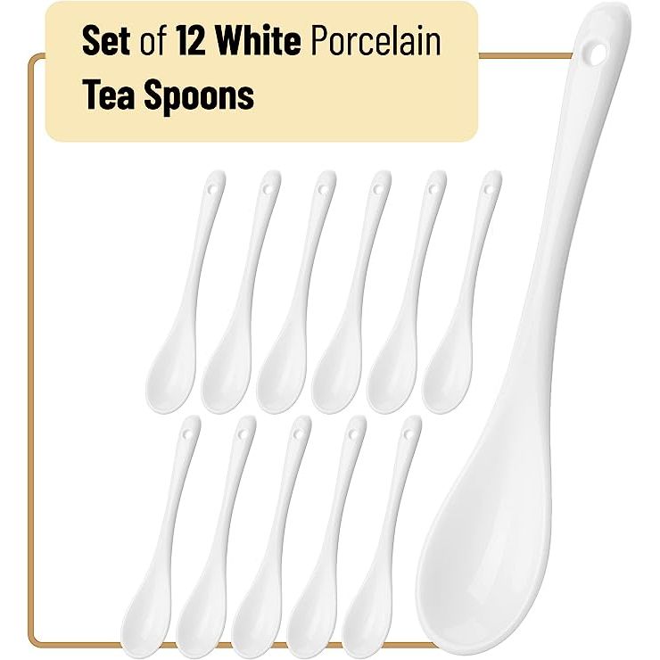 5 BTaT- White Porcelain Tea Spoons