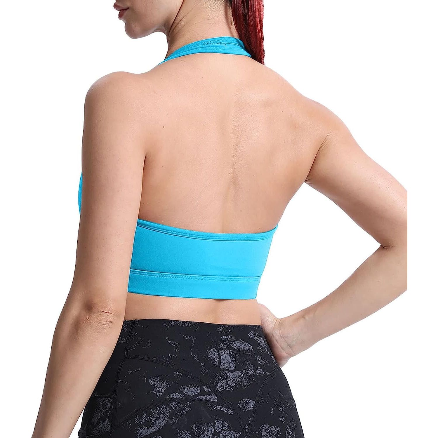 Aoxjox Women's Workout Sports Bras Fitness Backless Padded Halter Bra Yoga Crop Tank Top is a stylish and comfortable workout bra designed specifically for women engaged in fitness activities. It features a unique backless design that provides freedom of movement, while the halter neck provides a secure fit.