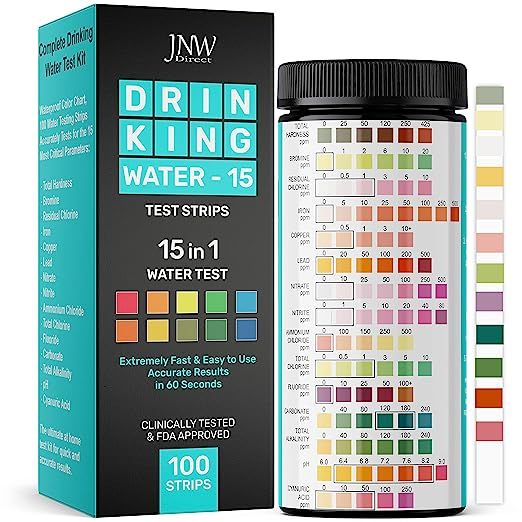 If you're concerned about the quality of your drinking water, consider investing in a drinking water test kit like the 15-in-1 Chlorine Drinking Water Test Strips from JNW Direct. With this kit, you can test for a range of common contaminants and indicators of water quality, including chlorine, lead, iron, bromine, pH, and hardness.