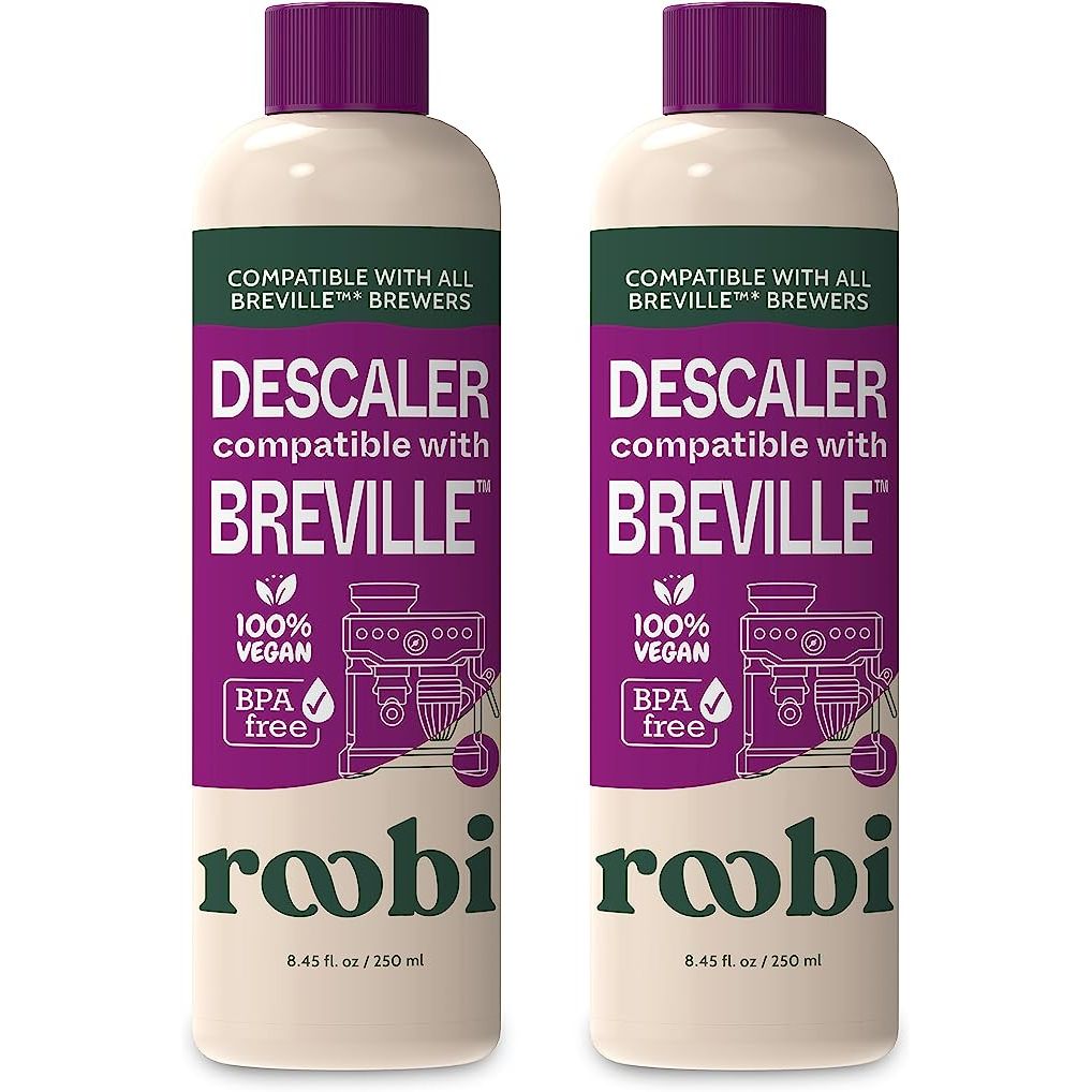 The Breville Compatible Descaling Solution is a specially formulated product designed exclusively for cleaning and descaling Breville machines. This cost-effective solution is conveniently packaged in a two-pack bottle, with each bottle providing two uses.