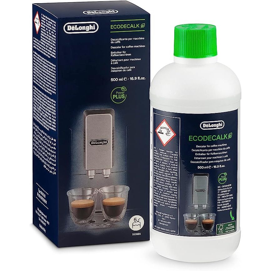 De'Longhi EcoDecalk Descaler is a top-notch solution for coffee and espresso enthusiasts who want to maintain their machines in the best condition. With its 16.90 oz (500 ml) bottle, this descaler offers enough solution for up to five uses, making it a cost-effective option. 
What truly sets this descaler apart is its commitment to the environment.