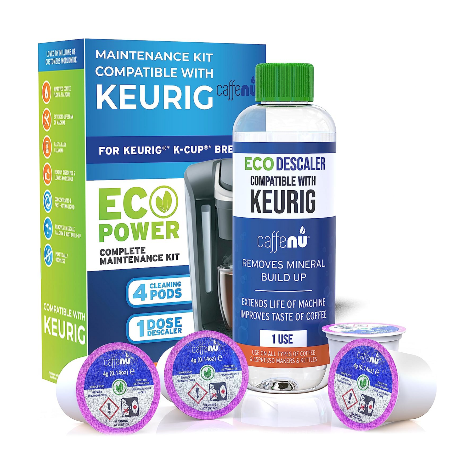 Experience the ultimate solution for maintaining your Keurig coffee maker with the Caffenu Keurig Deep Clean maintenance kit. This eco-friendly kit is meticulously designed to keep your machine in top condition, allowing you to enjoy the perfect cup of coffee every time.