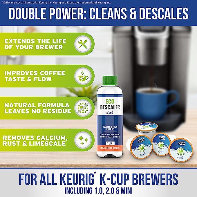 Introducing the Caffenu Keurig Deep Clean maintenance kit - the essential tool for maintaining the pristine condition of your Keurig coffee maker. Crafted with precision and expertise, this kit is a must-have for coffee aficionados looking to enhance the flavor and performance of their machine.