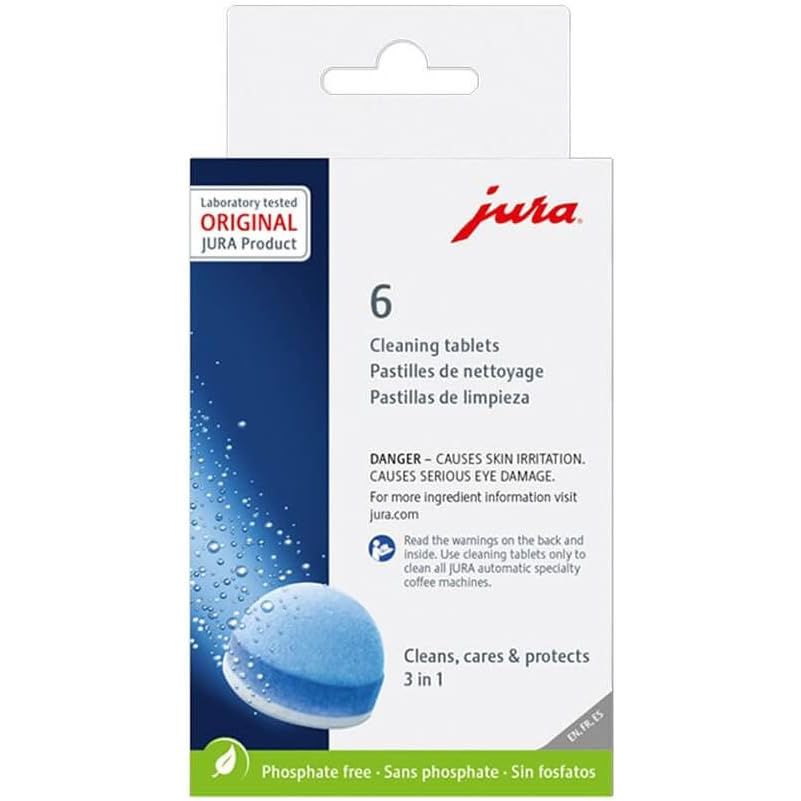 Jura 24224 Cleaning Tablets, 6 Count (Pack of 1) are a must-have for every Jura coffee machine owner. These cleaning tablets are designed to clean the coffee machine’s brewing chamber, cappuccino frother, and coffee dispenser, leaving them clean and hygienic.