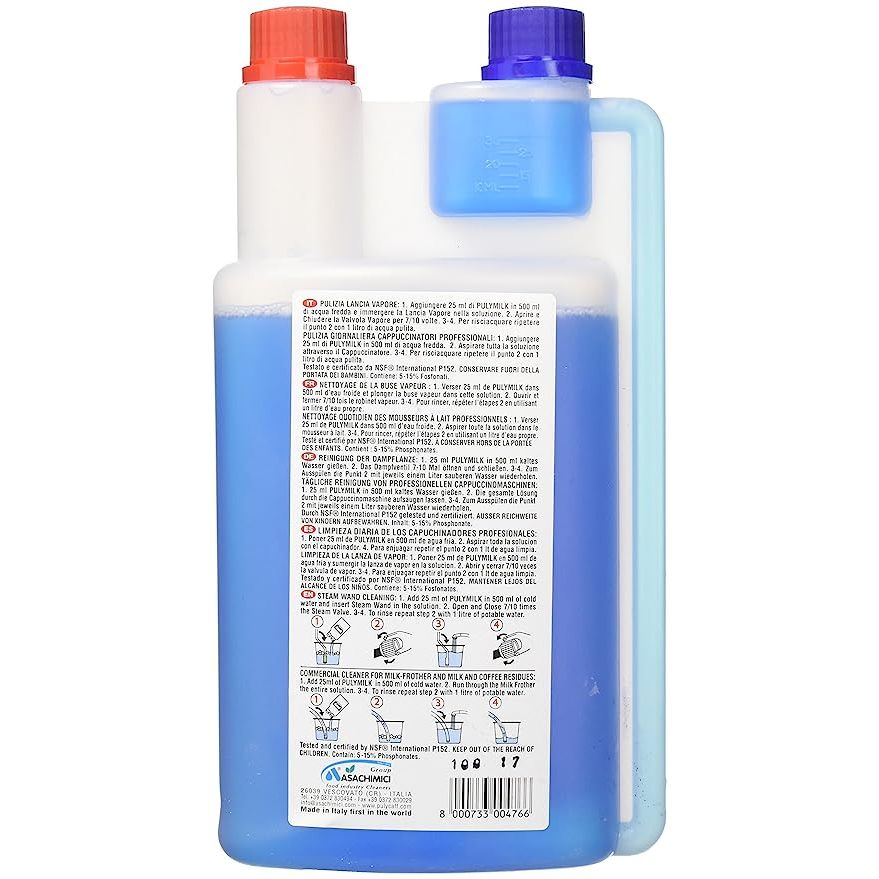 Puly Milk Plus Milk Frother Cleaner is a highly recommended cleaning solution specifically formulated to keep your milk frothers and steam wands in pristine condition. Ideal for cafes, restaurants, and homes, this cleaner eliminates the risk of bacteria growth caused by leftover milk, ensuring a clean and hygienic environment.

This powerful cleaning solution not only disinfects your milk frothers but also effectively removes any milk residue and calcium deposits that can accumulate over time. With its blend of organic acids, surfactants, and corrosion inhibitors, Puly Milk Plus Milk Frother Cleaner breaks down stubborn milk proteins and prevents any build-up, ensuring optimal functioning of your milk system.

Using Puly Milk Plus Milk Frother Cleaner is quick and easy. Simply mix a small amount of the solution with warm water, immerse your frother or steam wand tube, and let it soak for a few minutes. After rinsing with water, wipe away any leftover residue with a damp cloth. This simple cleaning process will maintain the quality of your coffee and guarantee a safe and efficient milk system.

In conclusion, Puly Milk Plus Milk Frother Cleaner is an essential cleaning solution for maintaining the cleanliness and functionality of milk frothers, steam wands, and other milk systems in coffee machines. By removing milk residue and preventing the formation of calcium deposits, this cleaner ensures the impeccable taste of your coffee and promotes a healthy environment for you and your customers.