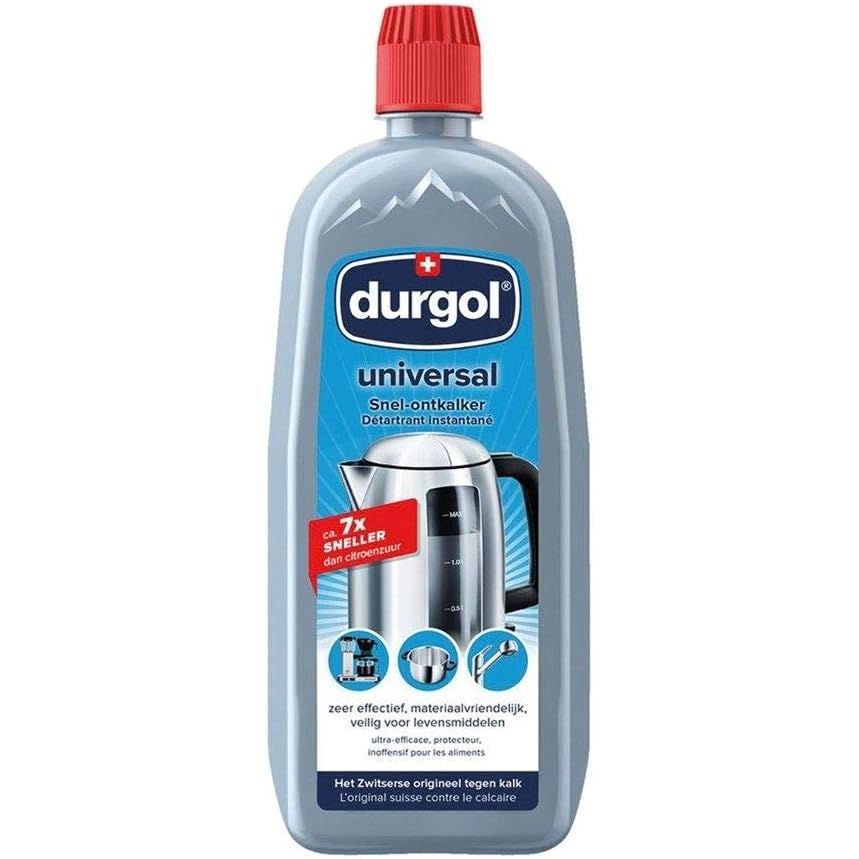 Crafted with precision in Switzerland, Durgol Universal Descaler is a must-have solution for maintaining the peak performance and delicious flavor of your cherished Moccamaster coffee machine. Designed to effectively remove mineral deposits, this powerful descaler is suitable for all types of coffee machines, ensuring they function flawlessly.

Regular descaling is essential for the upkeep of your coffee machine, as it eliminates tough limescale and calcium buildup, preserving the superior quality of your brewed coffee. With its advanced formula, Durgol Universal Descaler simplifies and speeds up the descaling process, efficiently removing mineral deposits to keep your machine running smoothly.

Make descaling a breeze with Durgol Universal Descaler's convenient single-use bottle. Simply mix the solution with water, pour it into the water tank, and initiate the descaling cycle. In just 15 minutes, your machine will be free from mineral buildup, ready to be rinsed. Compatible with all Moccamaster coffee machines and other household appliances like kettles, steam irons, and humidifiers, this descaler ensures optimal performance and delectable coffee every time.