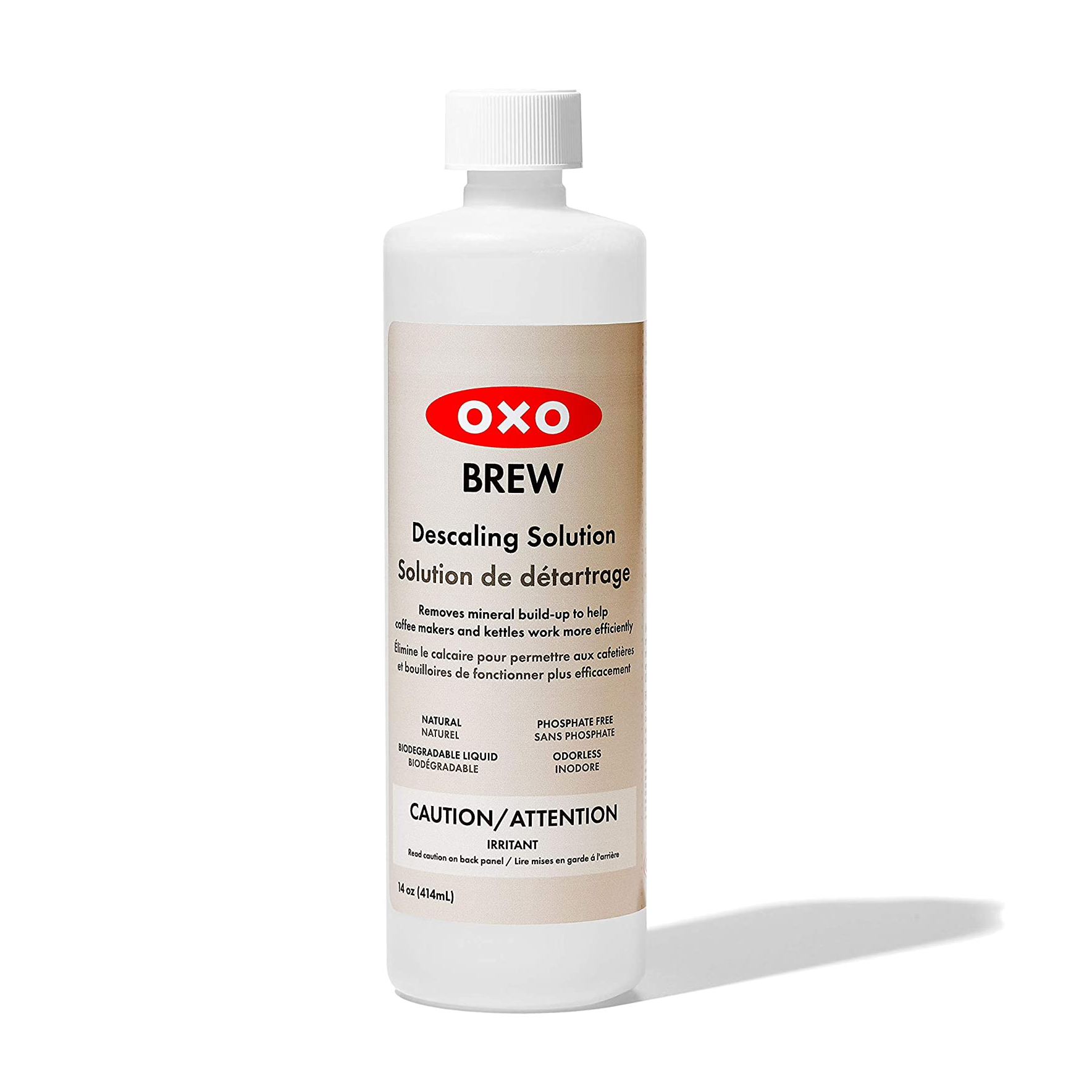 Experience the ultimate in coffee machine and kettle maintenance with the OXO BREW All-Natural Descaling Solution. This specially designed cleaner, contained in a 14 fluid ounce bottle, effectively eliminates mineral buildup and coffee oils that can affect both the performance and flavor of your favorite brew.