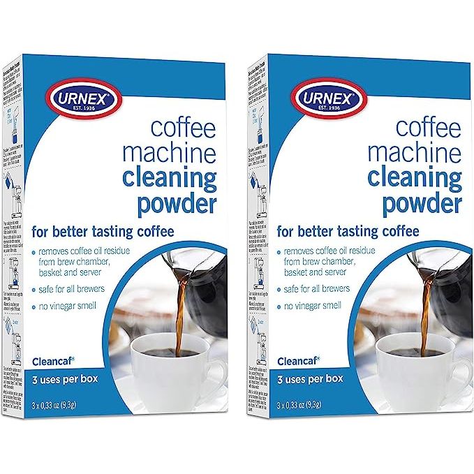 Ensure the cleanliness and optimal performance of your coffee makers and espresso machines with the Urnex Coffee Maker and Espresso Machine Cleaner Cleancaf Powder. This effective cleaner, conveniently packed in a 2-pack with six packets, guarantees a bacteria-free environment for your brewing equipment.