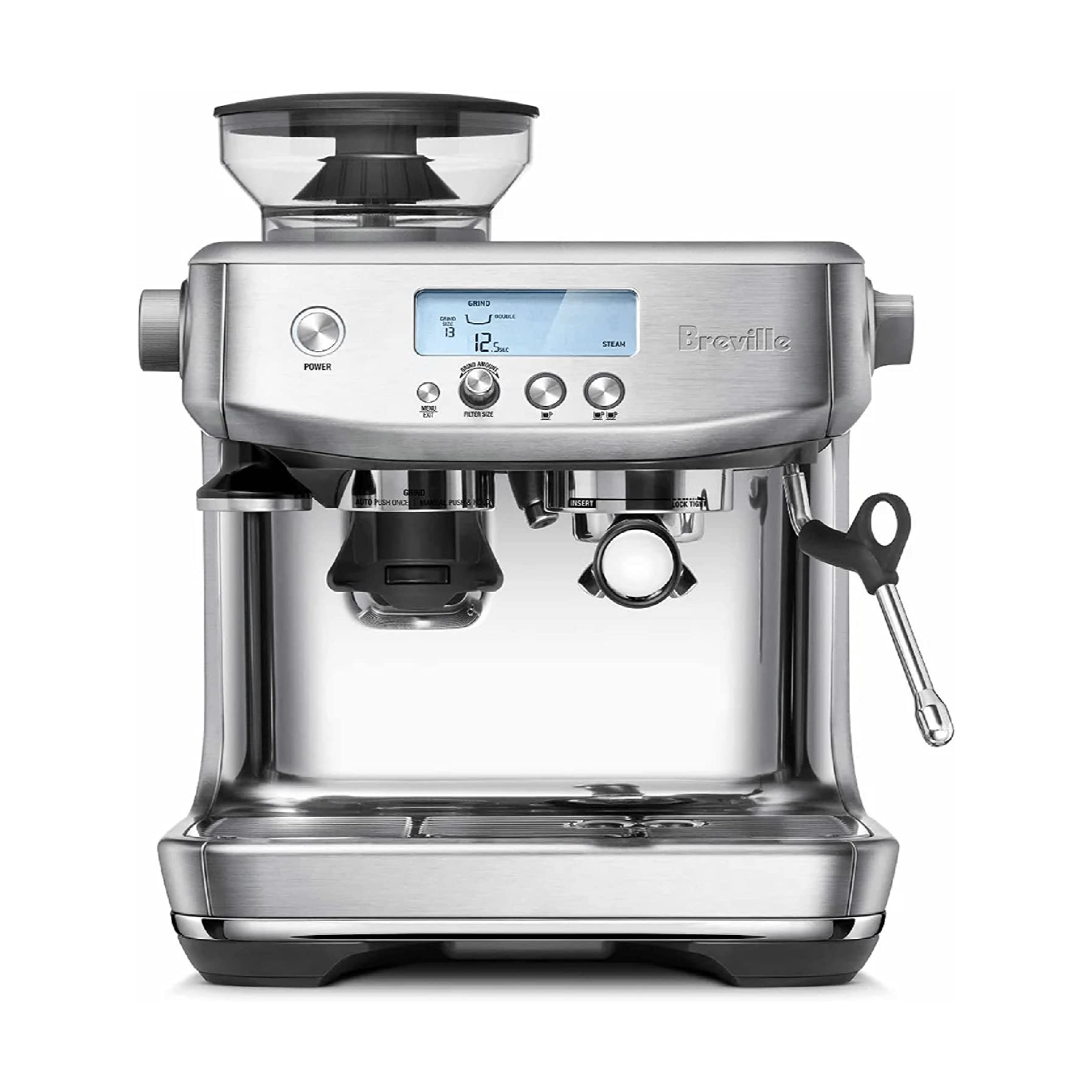 The Breville Barista Pro Espresso Machine is the epitome of high-quality coffee-making. With its 2-liter capacity and sleek brushed stainless steel finish, this top-of-the-line device is designed to bring the barista experience to your home.