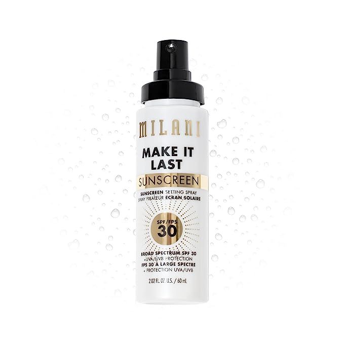 Experience the double-duty magic of Milani Make It Last Sunscreen Setting Spray with SPF30. This revolutionary product doesn't just lock your makeup in place, but it also arms your skin with robust SPF30 defense against the sun's damaging effects.