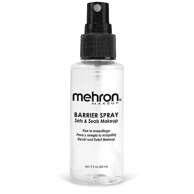 Mehron Makeup Barrier Spray is a setting spray for makeup that comes in a 2 fl oz (60 ml) bottle. This spray has been formulated to provide a protective layer over makeup, helping it to last longer and stay in place, even in challenging conditions such as hot weather or high humidity.