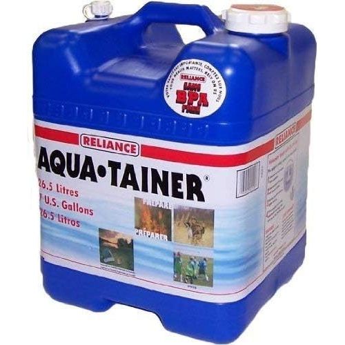 The Reliance Products Aqua-Tainer 7 Gallon Rigid Water Container is a sturdy and reliable water storage solution for camping, emergency preparedness, and outdoor activities. It is made with high-density polyethylene material that is BPA-free, ensuring that the water stays safe and free from harmful chemicals.