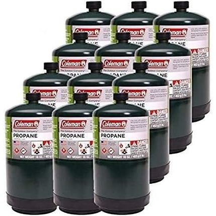 The Coleman Propane 16 Oz Camping Cylinder (12 Pk.) is a set of twelve propane cylinders designed for use in camping stoves, lanterns, heaters, and other outdoor appliances. Each cylinder contains 16 ounces of propane, which provides a reliable and long-lasting source of fuel for your camping needs.

The cylinders are made from high-quality steel and are designed to be lightweight and easy to transport. They feature a double-sealed valve that prevents leaks and ensures that propane is released only when the appliance is properly connected. The cylinders are also equipped with a safety collar that prevents accidental punctures and damage during transport.

The Coleman Propane 16 Oz Camping Cylinder (12 Pk.) is compatible with most camping appliances that use propane, including Coleman stoves and lanterns. The cylinders are easy to install and require no special tools or equipment. Simply screw the cylinder onto the appliance's valve and you are ready to go.

One of the key benefits of the Coleman Propane 16 Oz Camping Cylinder (12 Pk.) is its long burn time. The 16-ounce cylinder can provide up to 2 hours of continuous use at high heat, making it ideal for extended camping trips and outdoor adventures.

In summary, the Coleman Propane 16 Oz Camping Cylinder (12 Pk.) is a reliable and convenient source of fuel for your outdoor appliances. With its lightweight design, easy installation, and long burn time, this set of twelve propane cylinders is a must-have for any camping enthusiast. Description by ChatGPT.