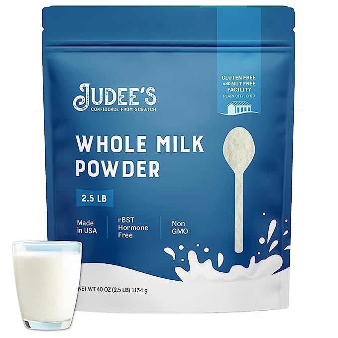 Discover the excellence of Judee's Pure Whole Milk Powder, a premium option that guarantees the highest quality. Crafted with care, this milk powder is 100% Non-GMO, rBST hormone-free, and free from gluten and nuts. A true culinary essential, it is a versatile ingredient suitable for various recipes that require fresh milk.