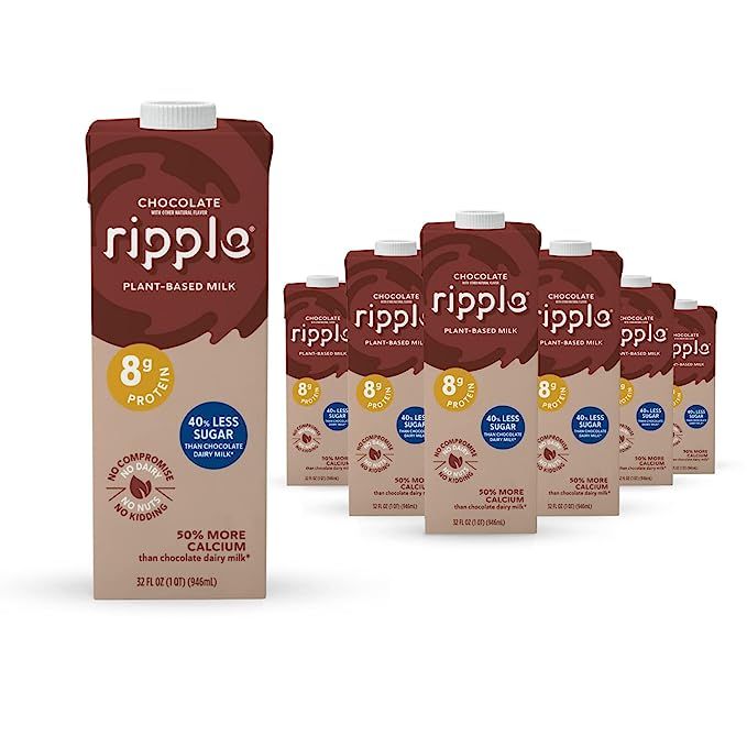 Ripple Non-Dairy Milk, Chocolate is a vegan milk option that is sure to satisfy both your taste buds and your health needs. This 6-pack of shelf-stable cartons is made with pea protein, offering a whopping 8g of protein per serving.