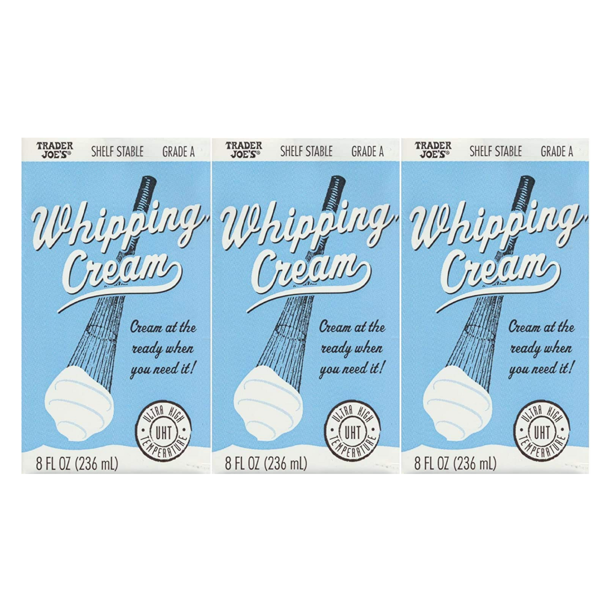 Elevate your culinary creations with Trader Joe's Shelf Stable Tetra Grade A Whipping Cream. Crafted for the passionate home chef, this versatile product is a game-changer in the kitchen. Each pack contains three perfectly portioned tetra packs, ensuring you always have 8 fluid ounces (236 ml) of premium whipping cream at your fingertips.