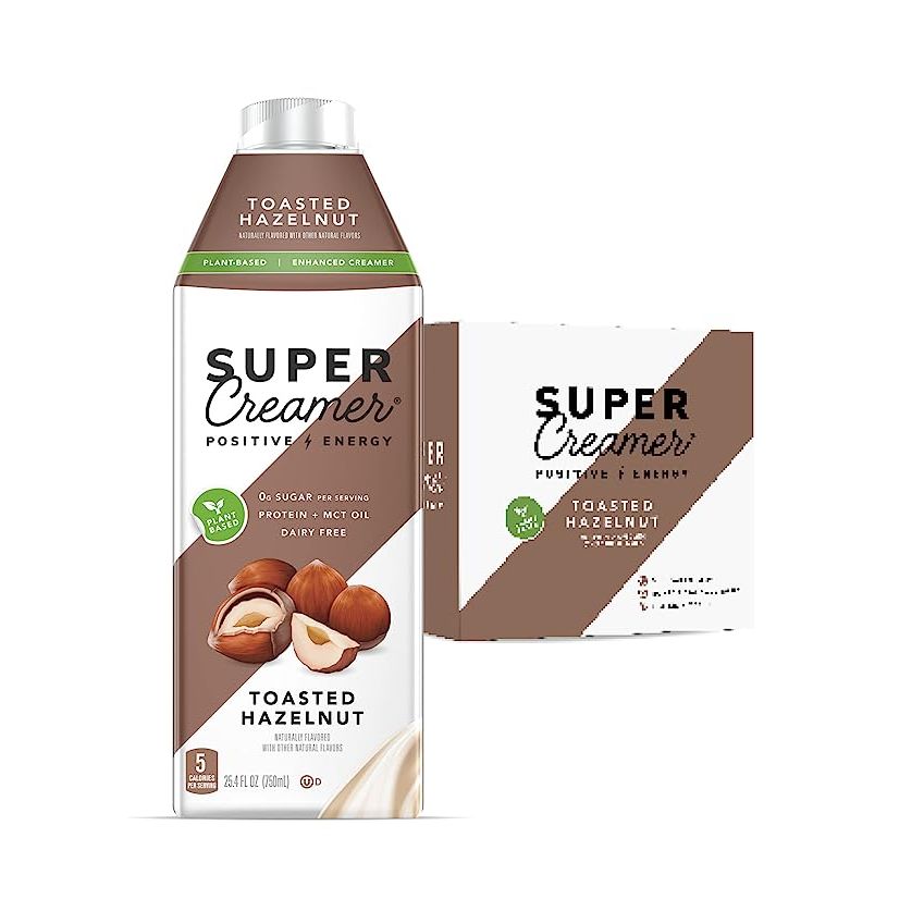 Introducing Super Coffee's revolutionary Keto Plant Based Coffee Creamer, a welcomed addition to their extensive range of health-focused offerings. This 25.4 Fl Oz, 3-pack treasure trove of goodness boasts the delectable Toasted Hazelnut flavor.