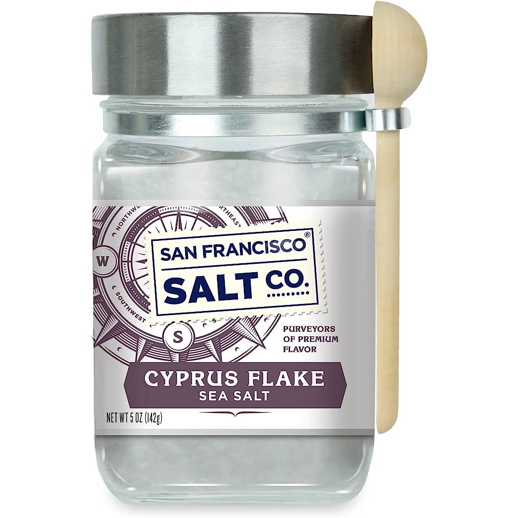 Discover the luxurious taste of San Francisco Salt Company's Cyprus Flake Sea Salt, a truly gourmet experience. Crafted through the process of solar evaporation of seawater, this salt forms mesmerizing pyramid shapes that add a touch of sophistication to any dish.