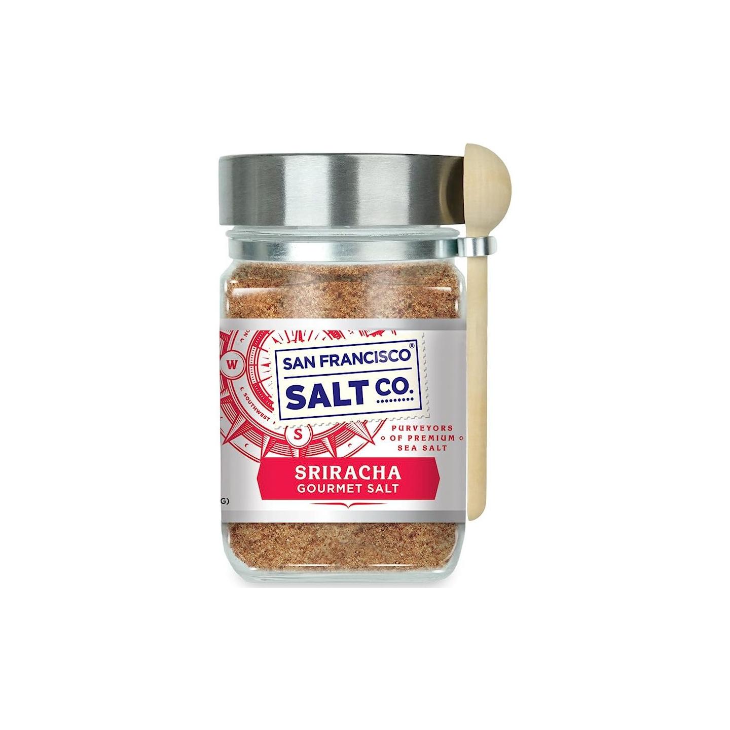 Introducing the latest addition to San Francisco Salt Company's lineup of gourmet seasonings - the 8 oz. Chef's Jar - Sriracha Salt. Crafted with the expertise of a renowned purveyor of premium salts, this fusion salt is designed to take your culinary creations to the next level with its fiery and savory flavor.