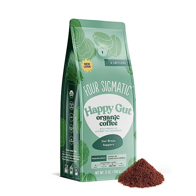 Experience the delicious taste and numerous health benefits of Organic Ground Coffee by Four Sigmatic. This medium roast coffee is not just your ordinary cup of joe - it's infused with two powerful mushrooms known as chaga and turkey tail.