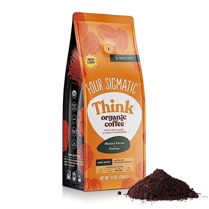 Experience the unique and health-boosting benefits of Organic Ground Mushroom Coffee by Four Sigmatic. This exceptional blend combines dark roasted, fair-trade gourmet coffee beans with the power of mushroom powders.