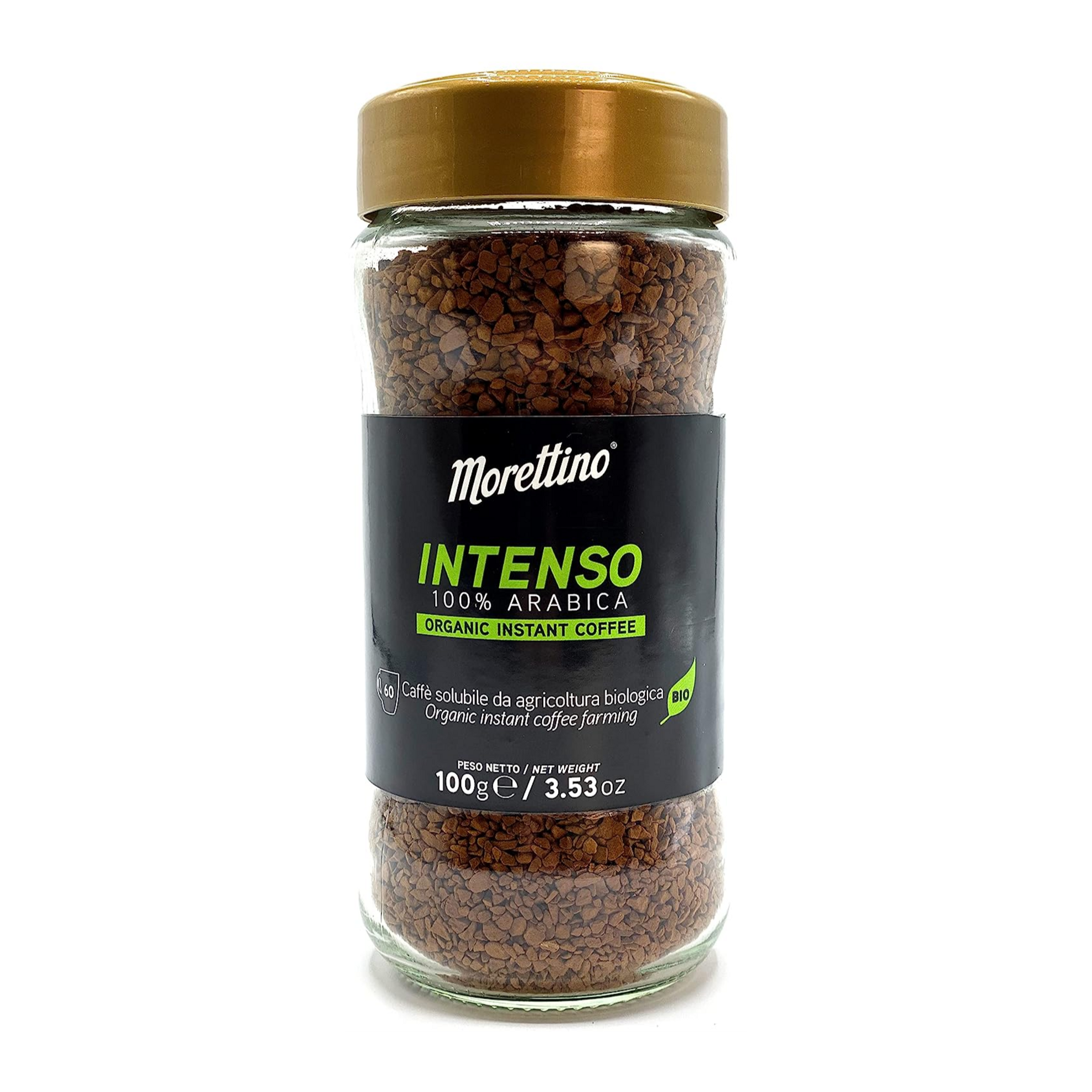 Morettino Intenso Organic Instant Coffee is a premium coffee made exclusively from 100% Arabica beans. These beans are carefully selected from top coffee-growing regions worldwide and masterfully roasted in Italy to create a truly indulgent and full-bodied flavor profile.