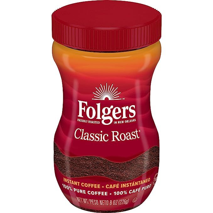 Folgers Classic Roast Instant Coffee Crystals have been adored by coffee enthusiasts for decades. These renowned instant coffee crystals are contained within an 8-ounce jar, boasting finely ground texture that effortlessly dissolves in hot water.