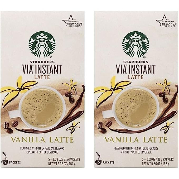 Starbucks VIA Instant Vanilla Latte, 10 CT (2 pack), offers the delightful taste of a vanilla latte right in the comfort of your own home. This convenient product comes in a two-pack, providing you with a total of 20 servings of instant coffee, powdered milk, and natural vanilla flavoring.