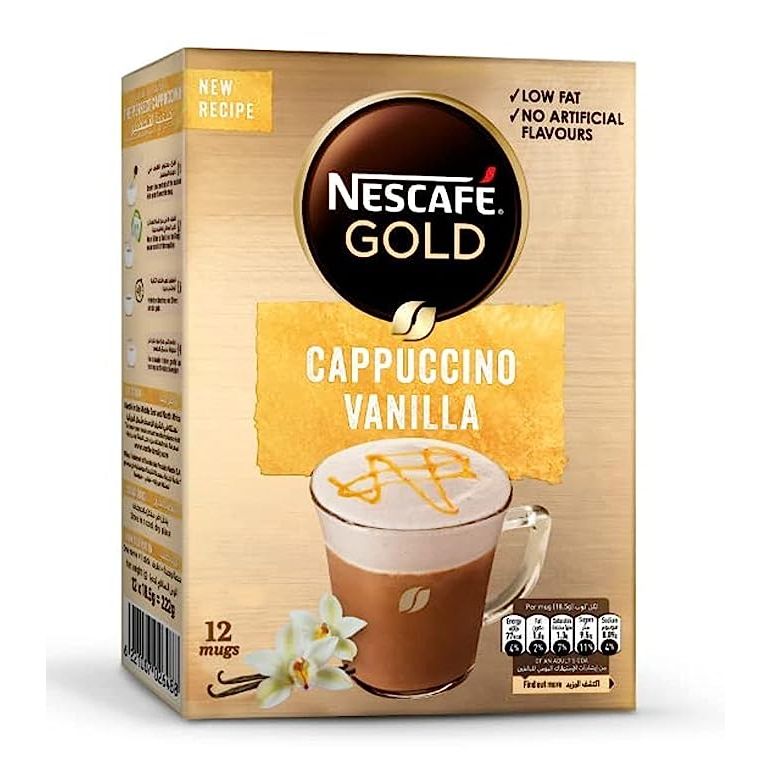 Crafted with a blend of premium instant coffee, alluring vanilla flavoring, and top-quality milk powder, Nescafe Gold Sticks Cappuccino Vanilla delivers an exquisite in-cup experience. The use of 100% pure and natural coffee beans guarantees a robust and well-rounded flavor, while the premium milk powder ensures a lusciously creamy and delectable texture.