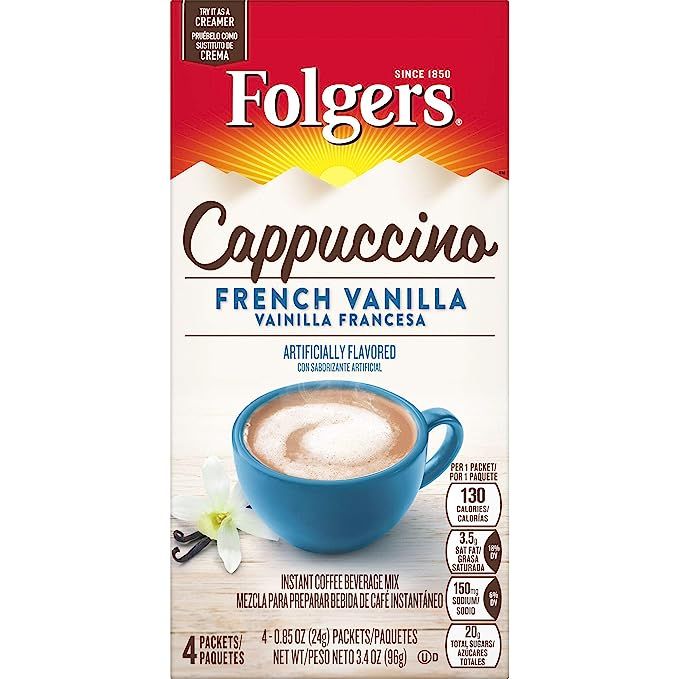 Folgers Cappuccino French Vanilla Instant Coffee Beverage Mix is the go-to choice for coffee lovers everywhere. This popular drink is now available in a convenient four-pack of single-serve packets, allowing you to enjoy it anytime, anywhere.
Indulge in the perfect blend of rich coffee flavor, creamy milk, and sweet French vanilla with every sip.