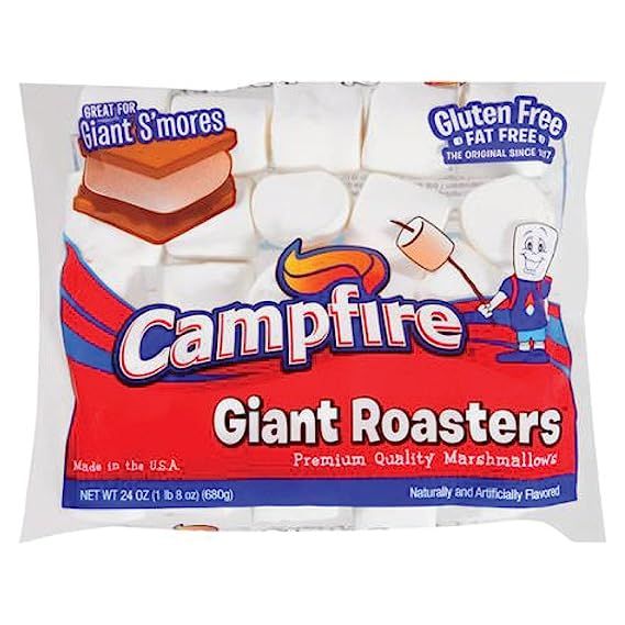 Campfire Giant Roasters Premium Quality Marshmallows are a delicious treat that are perfect for roasting over an open fire, making s'mores, or adding to hot cocoa. The marshmallows are made from high-quality ingredients and are carefully crafted to ensure a fluffy and delicious texture.