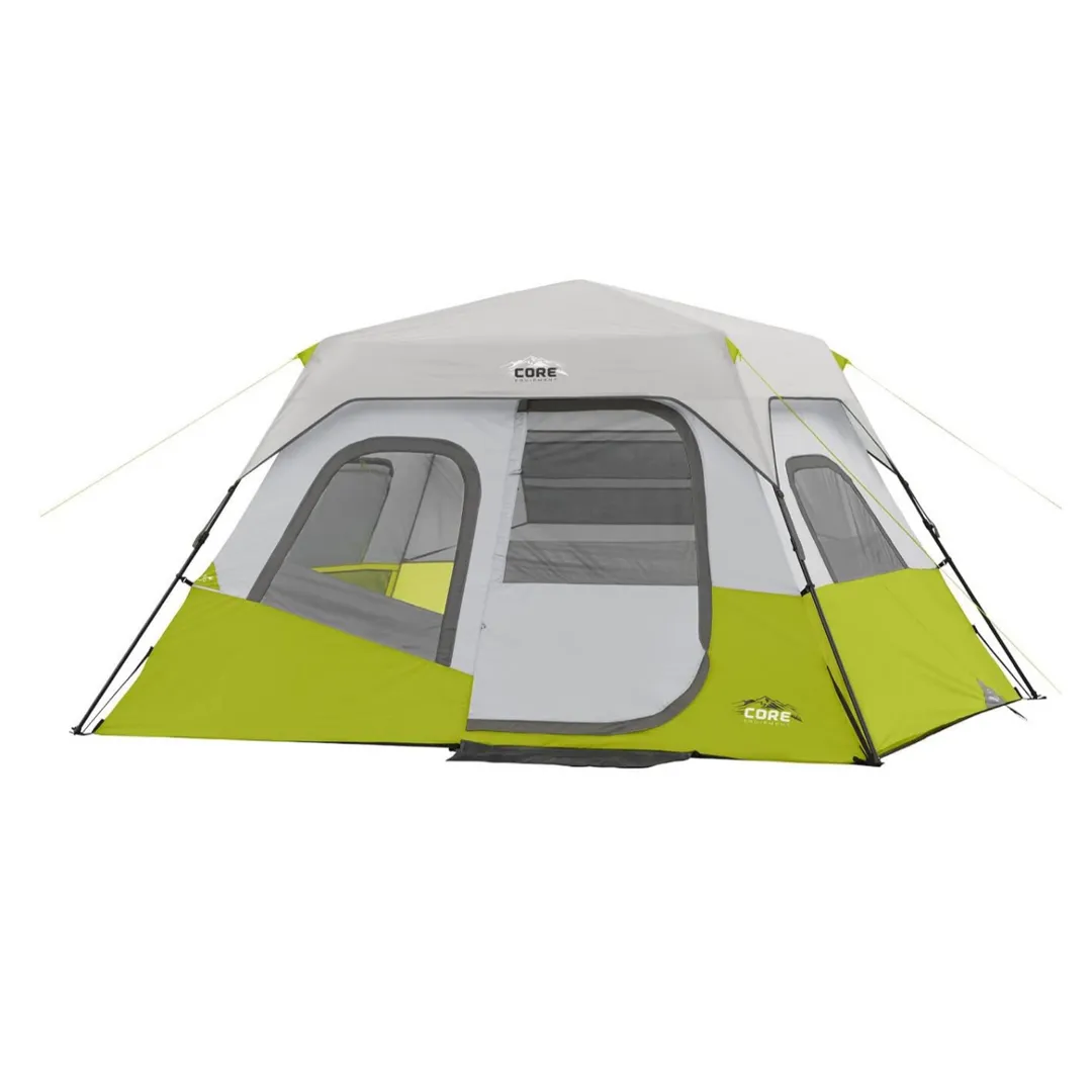 One of the key features of the CORE 6 Person Instant Cabin Tent is its easy setup process. This tent can be assembled in just 60 seconds with the pre-attached poles, which require no additional assembly. This means that you can quickly and easily set up your tent and get started on your outdoor adventure without wasting time on complicated assembly.