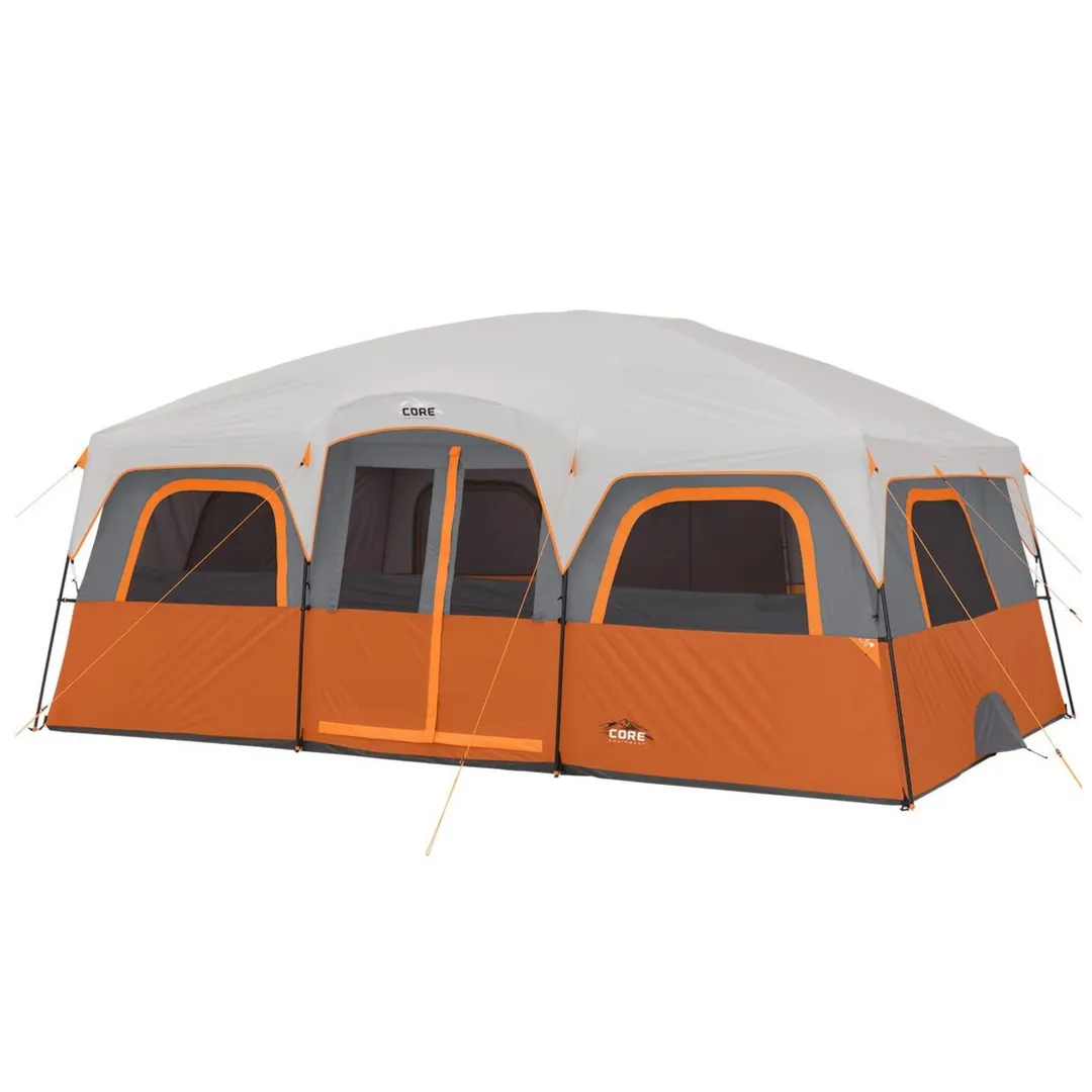 1 CORE 12 Person Straight Wall Cabin Tent with Included Footprint and Tent Kit