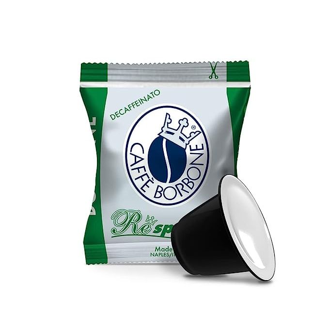 Introducing Caffè Borbone's decaffeinated green blend coffee capsules, specially designed for Nespresso machines. With these capsules, you can indulge in the same delightful flavor and creamy texture that Nespresso is renowned for, all without the caffeine.