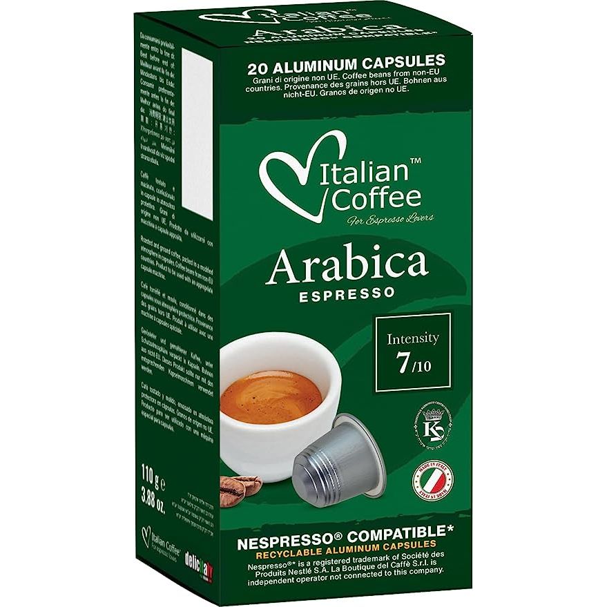 Experience the true taste of Italian coffee with Delicitaly Italian Coffee pods designed specifically for Nespresso Original machines. Made from the finest 100% Arabica beans grown in Italy's fertile soils, each cup delivers a rich and complex flavor profile with a smooth and velvety texture that lingers on your palate.