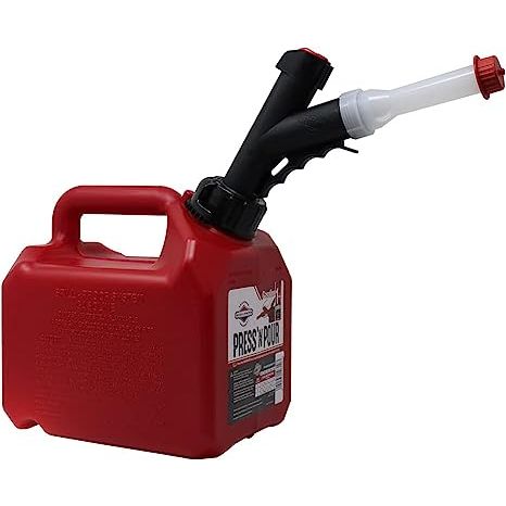 The GB310 Briggs and Stratton GarageBoss Press 'N Pour 1+ Gallon Gas Can is a highly efficient and functional tool designed for easy and hassle-free refueling of your outdoor power equipment. With its innovative features, this red-colored gas can is a reliable choice to ensure a smooth refueling experience.