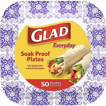 Introducing the new and improved Glad square plates! While some customers may still receive our current print, we guarantee that both designs are equally reliable and of the highest quality. These stylish plates are perfect for any occasion, whether it's a special dinner party or an everyday meal.
Not only are these plates microwaveable, making reh