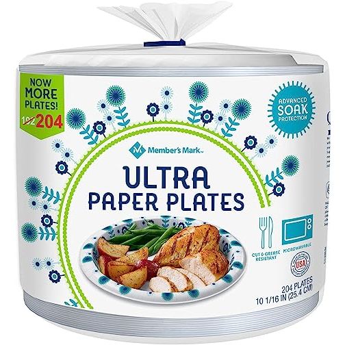 Members Mark 10 1/16 inch Ultra Plates, available in white, blue, and green, offer a convenient and dependable solution for your food service needs. With a total count of 204 plates, these durable and high-quality plates are perfect for various functions and occasions.
These ultra plates measure 10 1/16 inches in diameter, providing ample space for