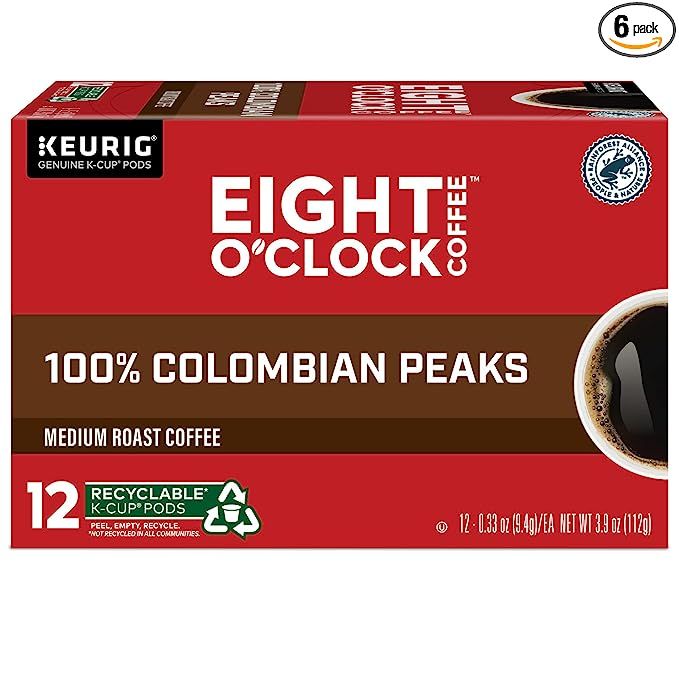 Colombian Peaks by Eight O'Clock Coffee is a medium roast coffee blend specifically designed for Keurig single-serve coffee machines. With each pack containing 6 boxes, each holding 12 pods, you'll have plenty of opportunities to enjoy a fresh and flavorful cup of coffee.