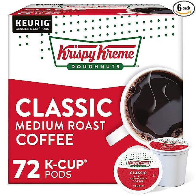 Experience the rich and flavorful taste of Krispy Kreme Classic, Single-Serve Keurig K-Cup Pods. These popular medium roast coffee pods come in a convenient pack of 6 boxes, with each box containing 12 pods.