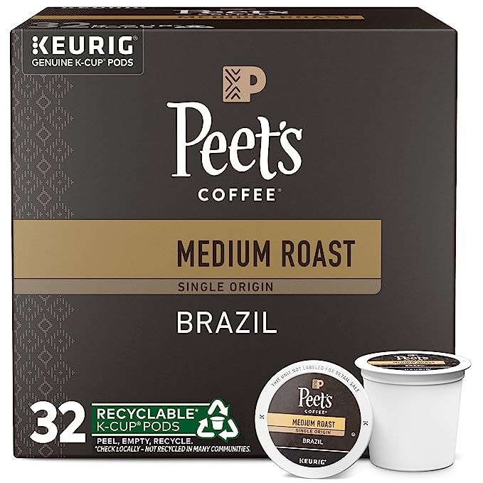 Experience the unparalleled flavor of Peet's Single Origin Brazil Coffee Keurig K-Cup Pods. Immerse yourself in the rich and aromatic essence of 100% Arabica beans sourced from Brazil's beautiful Minas Gerais region. This medium roast blend is carefully crafted to offer a harmonious taste, featuring delightful notes of dried fruit and hazelnut.