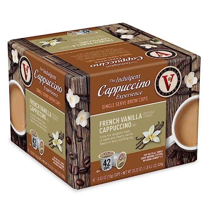 Experience the growing popularity of French vanilla-flavored cappuccino, a delightful blend of robust coffee and creamy vanilla notes. Victor Allen's Coffee introduces their French Vanilla Flavored Cappuccino Mix, conveniently packaged in a set of 42 single-serve K-Cup pods.