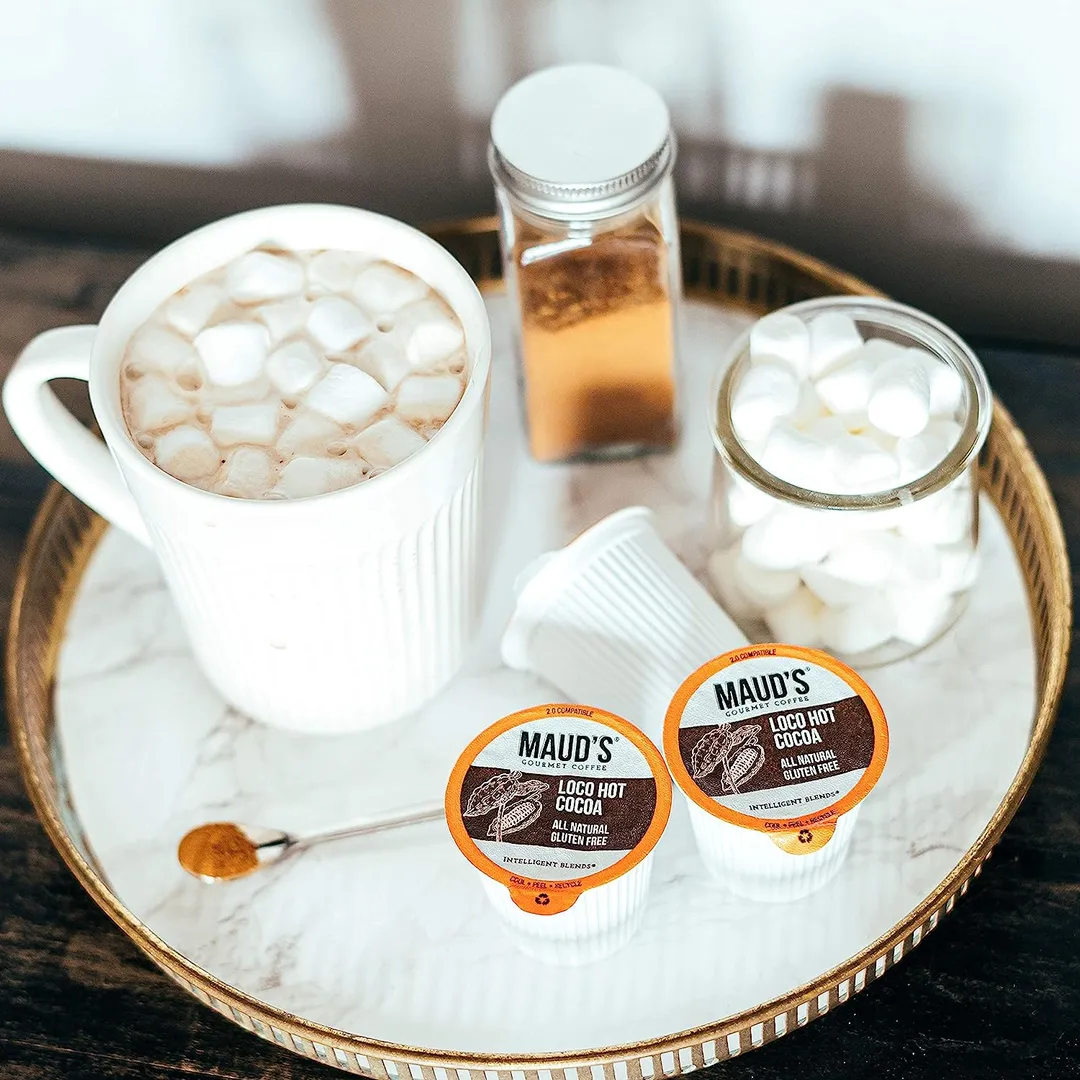 In summary, Maud's Dark Hot Chocolate (Loco Hot Cocoa) 50ct offers a delightful and flavorful experience with its rich blend of 100% California blended hot chocolate. The product's focus on sustainability through solar energy production and recyclable packaging aligns with eco-conscious values. Additionally, the gluten-free and dairy-free properties cater to individuals with dietary restrictions. With ample supply in each 50-count pack, Maud's Dark Hot Chocolate provides a convenient and satisfying hot cocoa option for cocoa lovers.