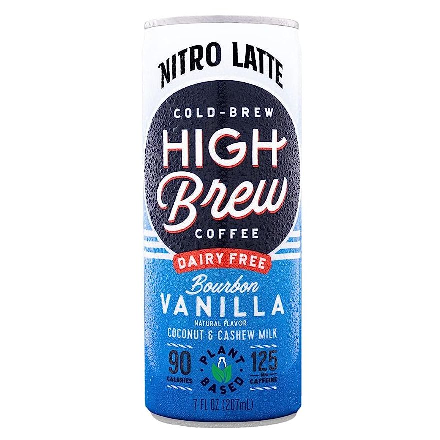 Indulge in the irresistible flavors of High Brew Coffee's Nitro Cold Brew, particularly their Bourbon Vanilla Latte. Available in a convenient pack of 12 cans, each containing 8 fl oz, this delectable coffee beverage combines the smoothness of Nitro Cold Brew with the enchanting taste of bourbon vanilla.