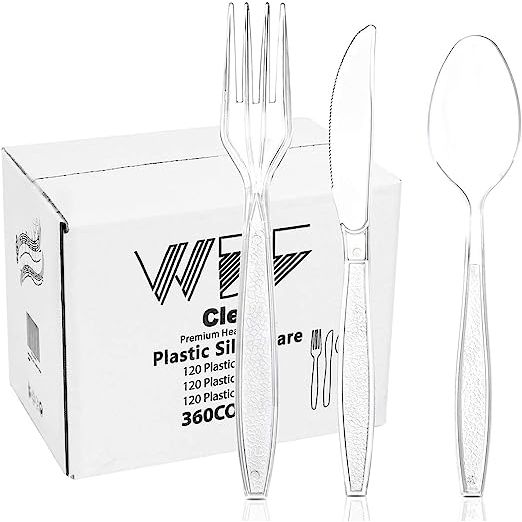 Introducing our Safe Plastic Cutlery Set, made of food-grade, BPA-free plastic. These clear plastic utensils are not only safe for contact with various food products, but also sturdy and crack resistant. You can easily dispose of them after use or choose to reuse them for your convenience. Washable by hand, these strong and durable utensils don't b