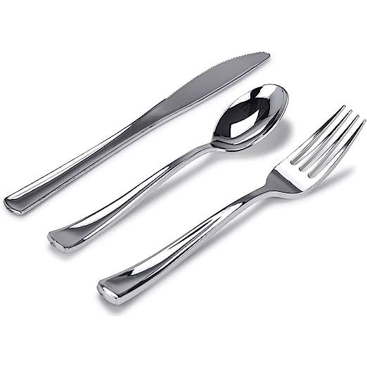 Silver plastic cutlery sets have become a popular choice for various events and gatherings due to their practicality and affordability. One notable option is the Stock Your Home Silver Plastic Cutlery Set, which includes 100 forks, 100 knives, and 100 spoons in each pack.